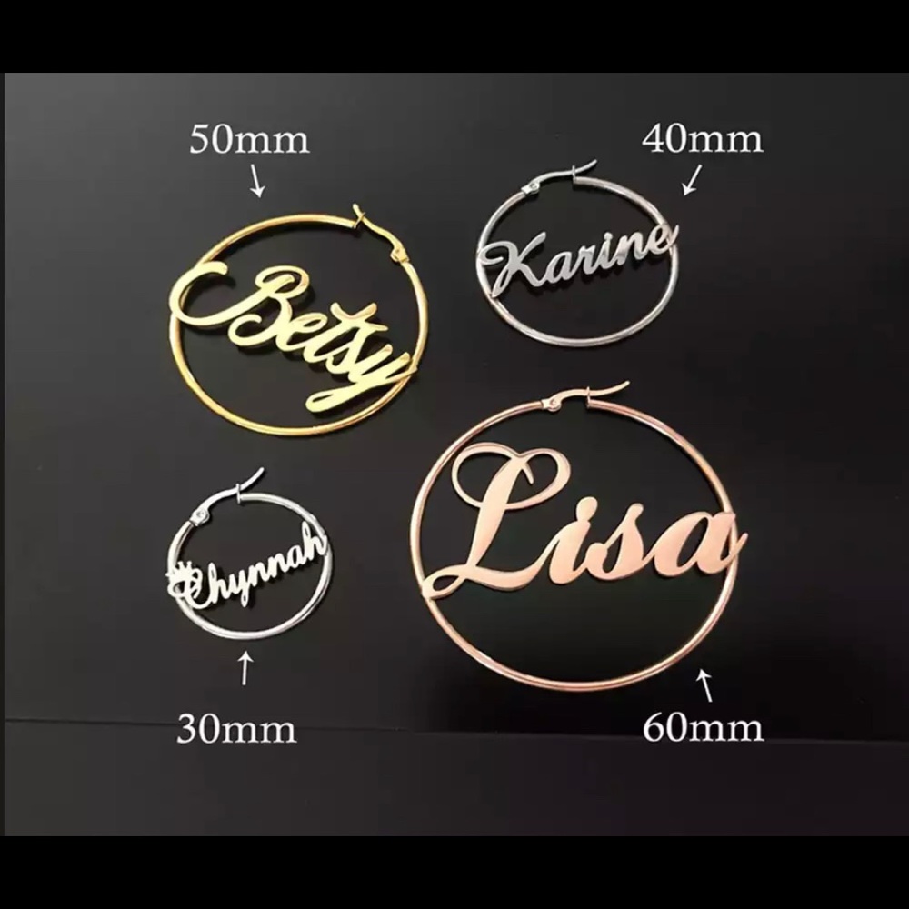 Personalized stainless steel earring with the name